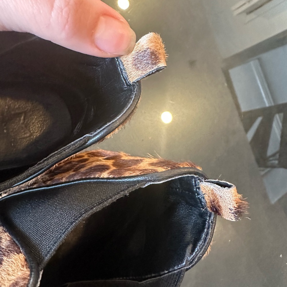 Marc Fisher Cow Hide Leopard Print Pointy Toe Boo… - image 5